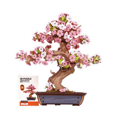 Rowood 3D Wooden Puzzles for Adults,DIY Cherry Blossom Bonsai Tree Botanical Collection Building Set,Craft Kit Gift for Adults on Christmas Birthday ThanksgivingDay-Sakura Bonsai