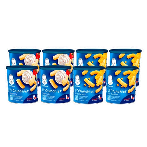Nestle Gerber Lil Crunchies, Mild Cheddar & Veggie Dip, 8 Count