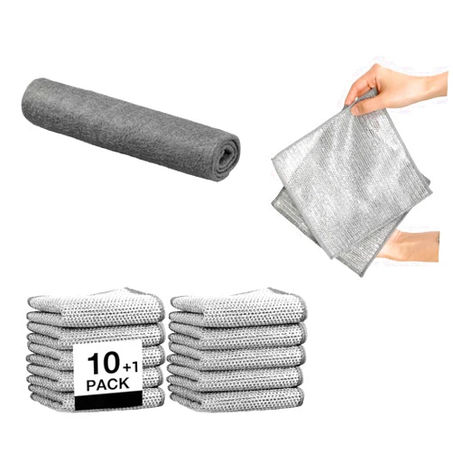 CALOPPS Scratch-Free Wire Dish Cloths, Multipurpose Dish Cloths, Steel Wool scrubbers for Kitchen Cleaning (10, 20 * 20)