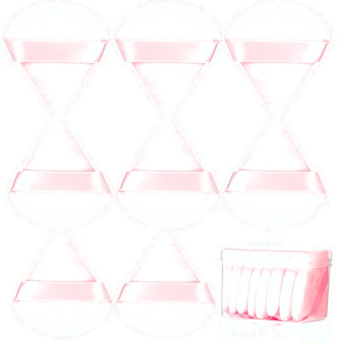 JASSINS 8 Pcs Cotton Powder Puff Face,JASSINS Triangle super soft for Both dry and wet Makeup Setting/Concealer/Loose and Body Powder/Foundation/Blush Makeup Sponge Set (Pink)