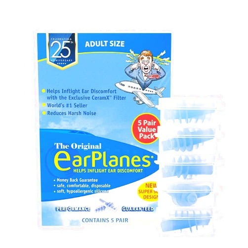 Earplanes New Super Soft Adult EarPlanes® Ear Plugs Airplane Travel Ear Protection 5 Pair