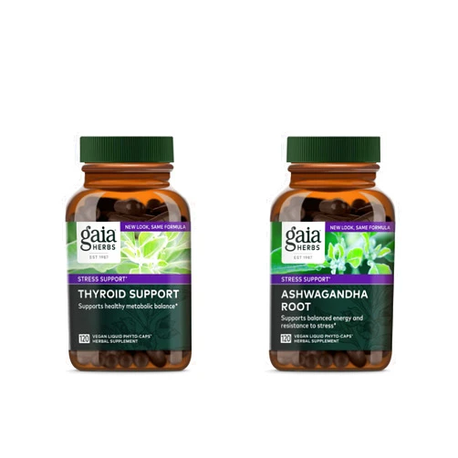 Gaia Herbs Ashwagandha Root - Made with Organic Ashwagandha Root - 120 Vegan Liquid Phyto-Capsules & Thyroid Support - Support Healthy Metabolic Balance and Overall Well-Being - 120 Vegan Liquid Phyto