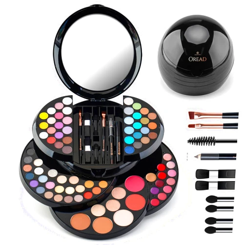 Color Nymph Makeup Kit For Teen Girls, Ball Case Full Kit Makeup Kit For Beginner Practice Professional Makeup Set with 60 colors eyeshadows, 11 colors lip glosses, Highlighter Bronzer Mascara etc