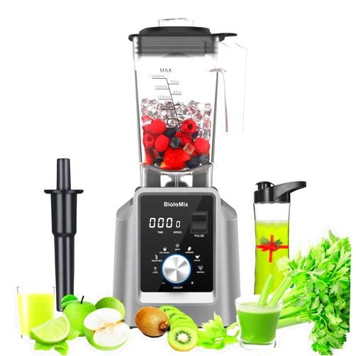 Biolomix Professional Blender, 2200W 6 Automatic Program Blender For Kitchen,Smoothie Blender 70 oz capacity with 600ML Portable Bottle,Ice Blender for frozen drinks, Soup,Baby food（Grey）