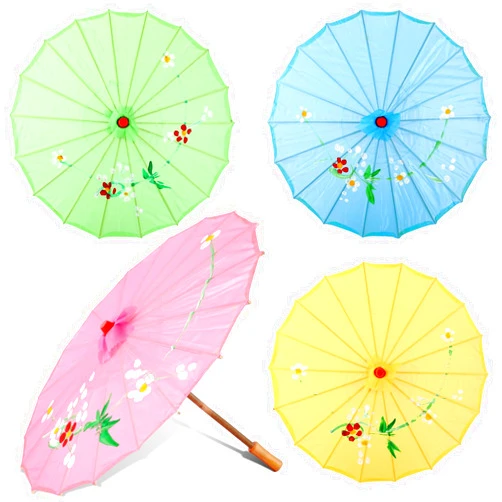 Dunzy 4 Pcs Oiled Paper Umbrella Chinese Classical Plum Blossom Paper Umbrella Parasol Art Dance Japanese Umbrella for Wedding Decor