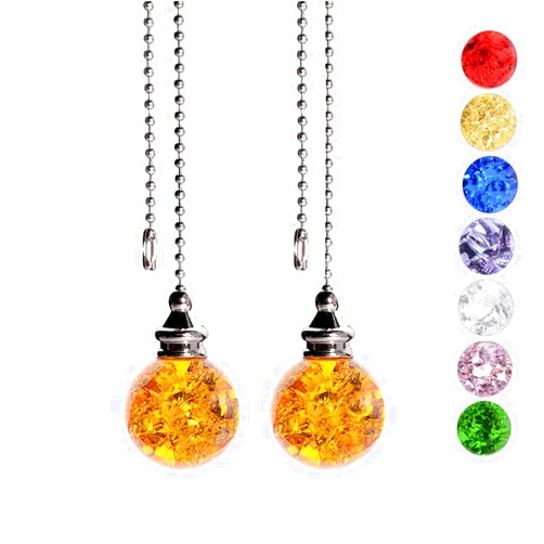 SUR-CIEL 2PCS Ceiling Fan Pull Chain, Ceiling Fan Pull Chain Extension, Fan and Light Pulls for Ceiling Fan, Ceiling Fan Pulls, Fan Chains Extensions with 21 Inches Ball Beaded Pull Chain, Amber