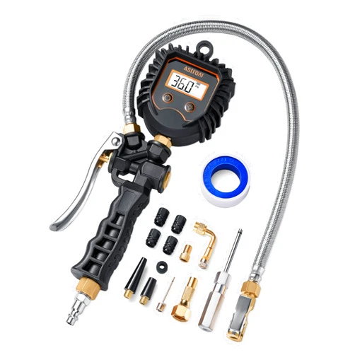 AstroAI Digital Tire Pressure Gauge, Heavy Duty Tire Inflator Gauge 250PSI Air Chuck Compressor Accessories with Stainless Braided Hose, Rotatable Dial&Quick Connect Coupler for Truck/RV/SUV