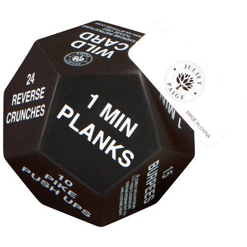 Juliet Paige Exercise Dice for Fitness, Gym Workouts, WOD, Home Bodyweight HIIT, and Adult Sports Training - 4 Inches in Diameter - 12 Sided