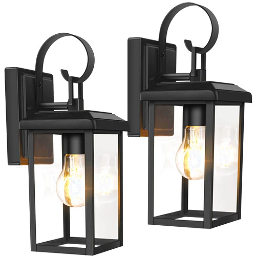 BesLowe 2-Pack Outdoor Wall Light Fixtures, Exterior Lighting Fixtures Wall Mount, Waterproof Porch Lights Outdoor Wall Sconces Lanterns, Modern Outside Lights for House Front Door Garage, Black