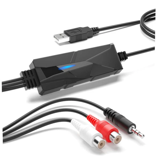 DriverGenius AV202-B USB2.0 Audio Capture/Grabber Card Device - Analog Cassette to Digital MP3 Converter - Compatible for Windows 11, macOS