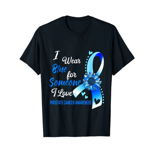 Prostate Cancer Awareness I Wear Blue Sunflower Ribbon T-Shirt