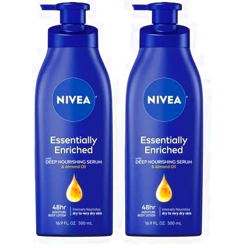 NIVEA Essentially Enriched Body Lotion,Dry to Very Dry Skin, 16.9 Fl Oz, Package may vary (Pack of 2)