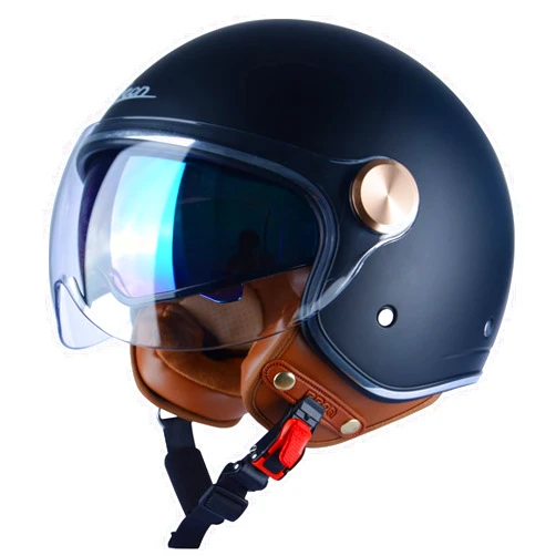 BEON Open Face Motorcycle Helmet for Adults, DOT Approved,3/4 Retro Vespa Helmet, Dual Visors Men's and Women's Motorbike Casco for Moped Cruiser Bobber and Chopper