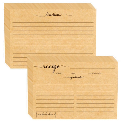 MOKTREGD Recipe Cards 4x6 Kraft Tan, From the Kitchen Of 100 Pack Double Sided Cooking Recipe Cards Stock Thick Cardstock Recipe Cards with Lines for Weddings, Bridal Shower, Christmas Gifts, Baby