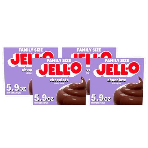 Jell-O Chocolate Instant Pudding & Pie Filling Mix, 5.9 oz Box, As Seen on TikTok (Pack of 4)