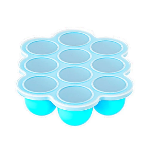 Bongpuda 10 Cavities 2 OZ Portions Silicone Baby Food Freezer Tray with Lid, Baby Food Storage Containers,For freezing and storing Breast Milk,ice cube,Fruit Purees,leftovers(Blue)