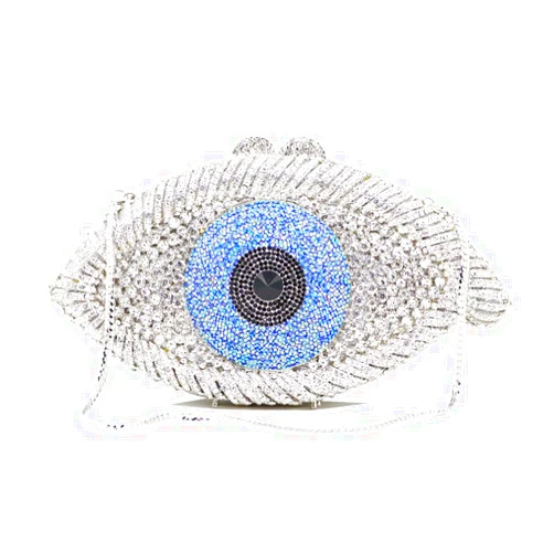 Chaliwini Diamond Purse Designer Evil Eye Bags Bridal Wedding Evening Bag For Women Black Rhinestone Prom Crystal Clutch
