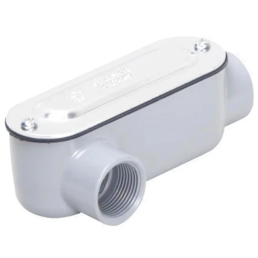 TayMac RLR050 Threaded LR Type Conduit Body, Die Cast Aluminum, Stamped Steel Cover, 1/2-Inch, Gray