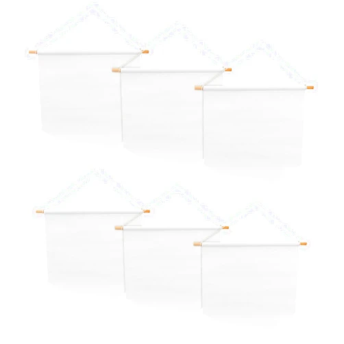 SOUJAP 6 Pcs Blank Canvas Banners, 13 x 13.7 Inch Pin Wall Display Banners with Wooden Dowel and rope, White Canvas Banners Flags for Decorating, DIY