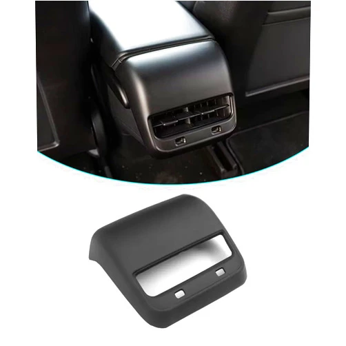 YOKOOHITECH Carbon Fiber Pattern AC Vents Cover, Model y Rear Center Console Air Vent Cover Compatible with Tesla Model Y and Model 3 (Matte Black)
