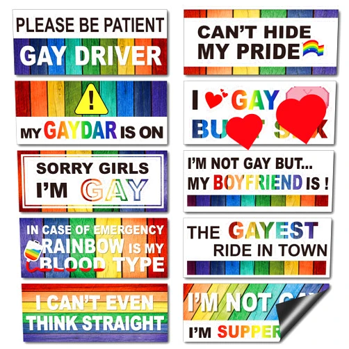 Frienda 10 Pcs Magnetic Bumper Decals Funny Car Decals Rainbow Bumper Stickers Prank Car Stickers Colorful Car Accessories for Truck Car Vehicle Luggage Window Refrigerator(Stylish Style,Magnetic)
