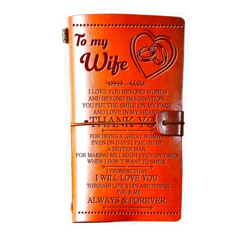 Giftrry Wife Gifts from Husband, To My Wife Leather Journal, 140 Page Wife Refillable Writing Journal, Anniversary Wedding Christmas Gifts for Wife from Husband, Romantic Gifts for her