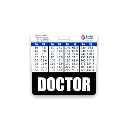 Scrubs and Stuff LLC Doctor Badge Buddy Horizontal w/Height & Weight Conversion Charts (Standard, Black)
