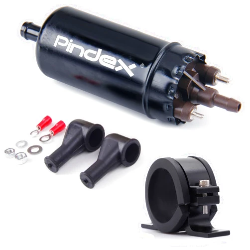 Pindex Universal External In Line Fuel Pump,116 PSI High Pressure 12V Electric Pump Injection Systems Compatible with 0580464070 0580453911 0580463017 0580464023,Black