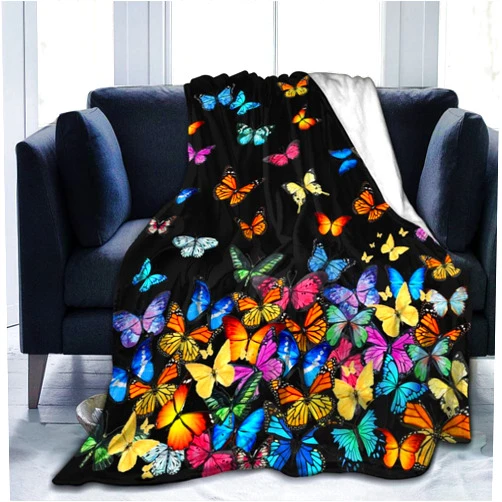 DRCBF Butterfly Blanket Beautiful Butterfly Throw Blanket Ultra Soft Blankets Lightweight Cozy for Bed Couch Sofa 50