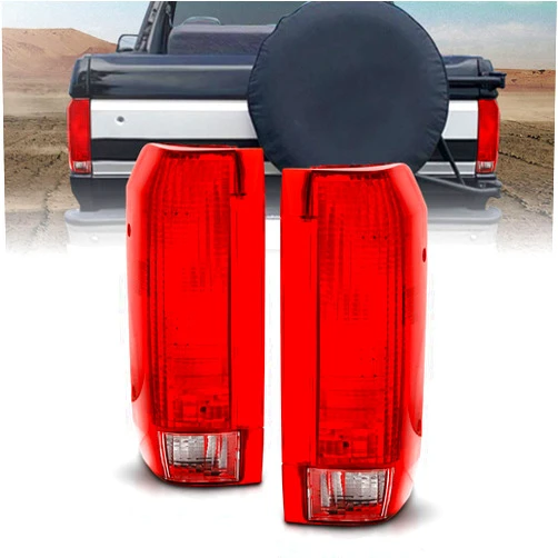 AmeriLite Red Replacement Tail Light Assembly Set for Ford Bronco / F150 F250 F350 Styleside Pickup - Driver and Passenger Side