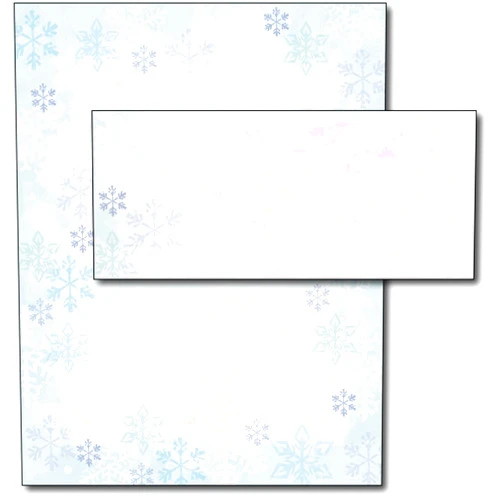Desktop Publishing Supplies Beautiful Winter Blue Snowflakes Letterhead & Envelopes - 40 Sets - Christmas Stationery with Envelopes for Letters, Flyers, and Holiday Greetings