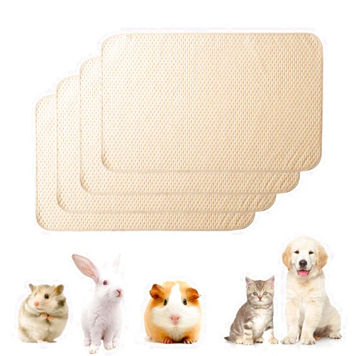kathson Guinea Pig Cage Liner, 4 Pack Bedding Pads Washable Absorbent Reusable Waterproof Mats for Guinea Pig Rabbit Bunny Hamster Cat Puppy Small Animals