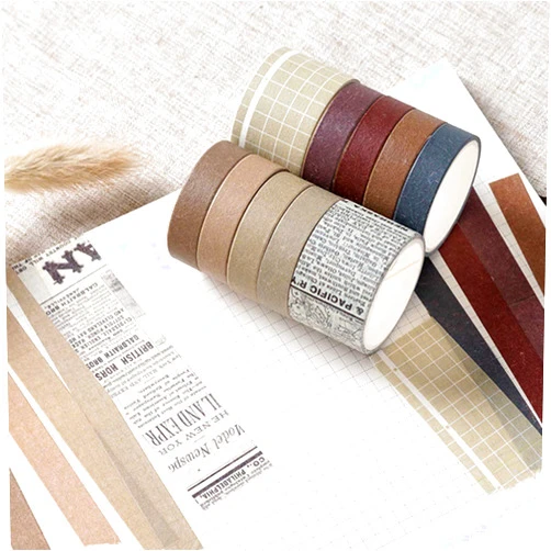 EnYan 10 Rolls Vintage Washi Tape Set, Japanese Masking Decorative Tapes for DIY Crafts and Arts Bullet Journal Planners Scrapbooking Adhesive