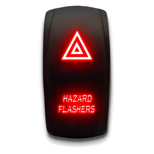 Stark Industries Hazard FLASHERS - Red - Laser Etched 5-Pin Double Pole Single Throw Maintained ON-Off DPST Toggle Switch 20A 12V