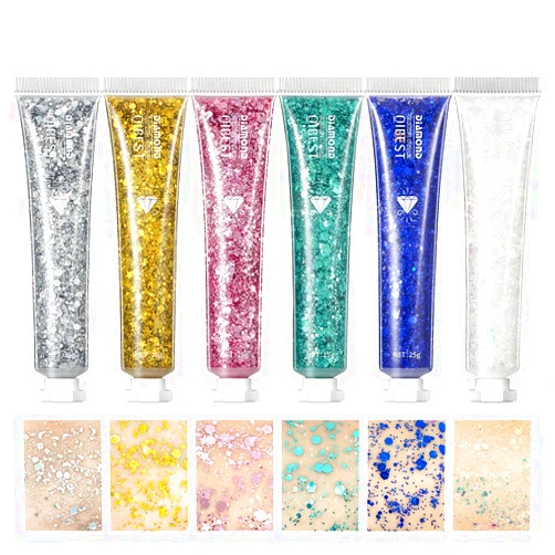 Generic Pop Eye Shadow Sequin Cream Face Body Glitter Polarized Sequin Cream High Light Dazzle Color Brightening Set Stage Makeup， 6-Color Suit