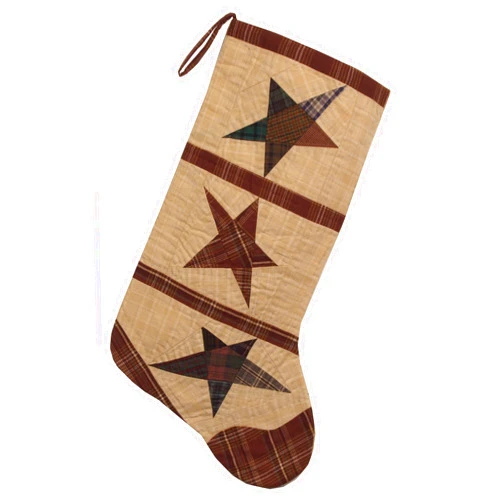 Choices Quilts Wishing Star Quilted Christmas Stocking 18 Inches Long 11 Inches Wide 100% Cotton Handmade Hand Quilted Heirloom Quality