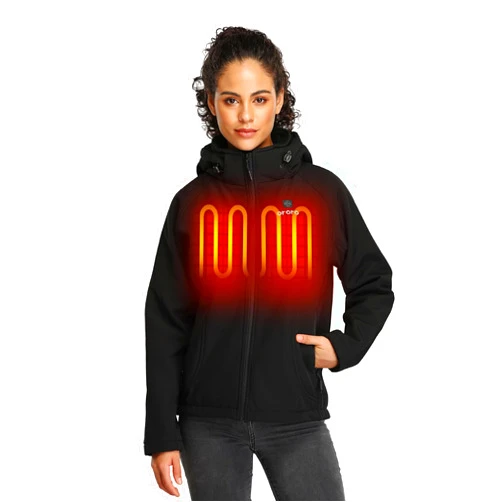 ORORO Women's Slim Fit Heated Jacket with Battery Pack and Detachable Hood