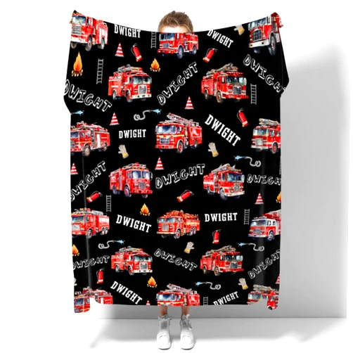 Rahula Personalized Baby Blankets, Custom Baby Blanket with Name for Girls, Best Gift for Baby, Newborn Custom Fire Truck Blankets - 40''x50'' for Kids/Children