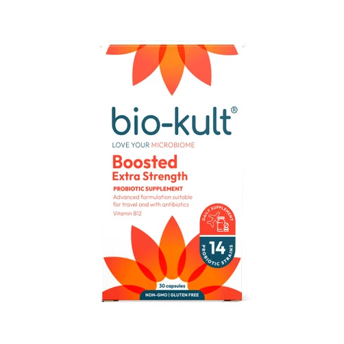 Bio-Kult Boosted Extra Strength Probiotic Supplement for Gut Health, Immune System Support and Your Digestive Tract, with Vitamin B12 – 30 Capsules