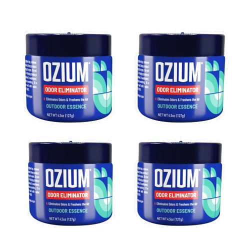 Ozium 4.5 Oz. Odor Eliminating Gel for Homes, Cars, Offices and More, Outdoor Essence, 4 Pack