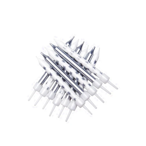 Anniversary House Creative Party AHC227 Metallic Silver Star Candles with Holder, 3