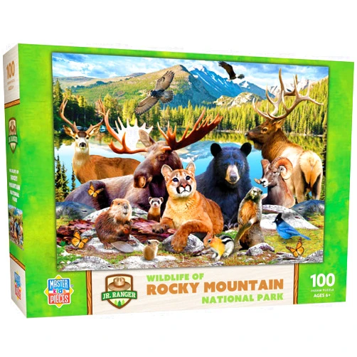 MasterPieces – 100 Piece Jigsaw Puzzle for Kid 6+ Years, Wildlife of Rocky Mountains National Park, Educational and Fun Game, Gift Idea for Children, 19