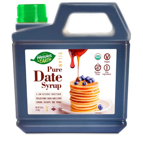 Heaven & Earth 100% Organic Date Syrup, Silan (3.3 lb) 52.8oz | 1 Ingredient | All Natural Honey Alternative | Low Glycemic Index | Great Sugar Replacement | Organic Date Honey | Bulk Size | Kosher - Including Passover