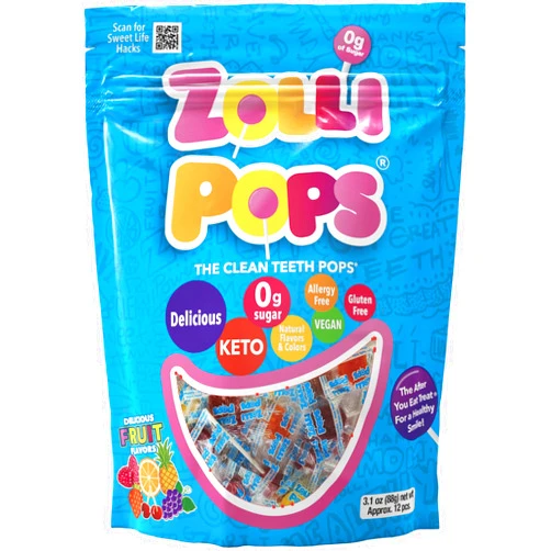 Zollipops Clean Teeth Lollipops - AntiCavity Sugar Free Candy for a Healthy Smile Great for Kids, Diabetics and Keto Diet. Natural Fruit Variety, 3.1 Ounce