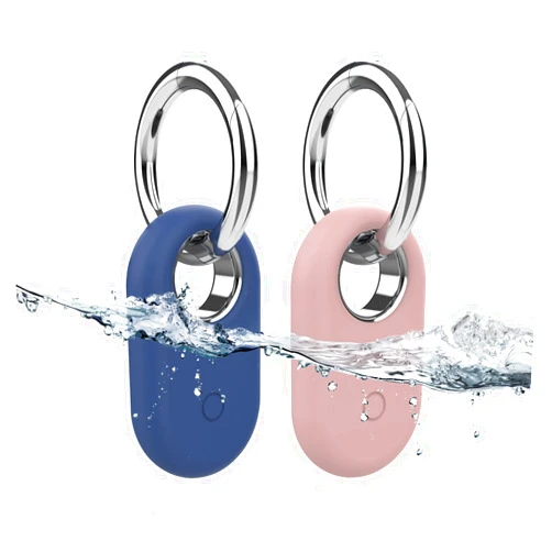 Frylaa Smarttag2 Holder Case for Samsung Galaxy SmartTag2 Case Cover(2 Pack),Anti-Lost Silicone Full Protective Case for Smart Tag 2 Case with Keychain for Keys/Bag/Pets/Luggage/Valuables-Blue&Pink