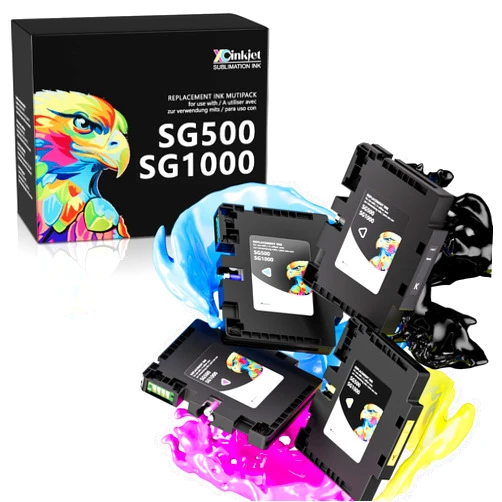 Xcinkjet 3.9.0 SG500 SG1000 Sublimation Ink Cartridges Compatible Replacement for Sawgrass SG500 SG1000 Printers, Upgraded Chips, Compatible with All Firmware Versions (BK, C, M, Y, 4PK)