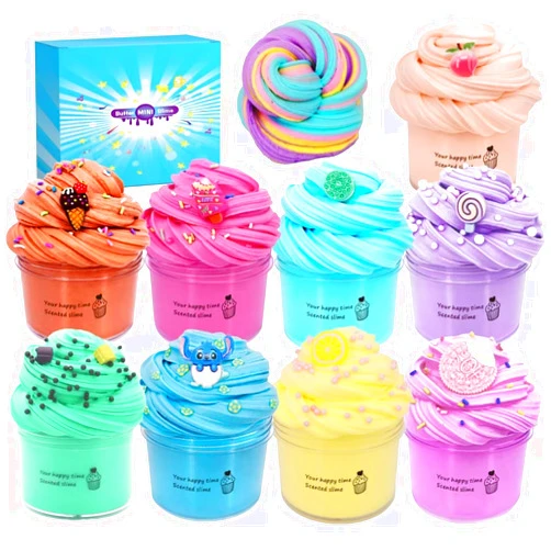 Delpaneo 9 Packs Butter Slime Kit, Super Soft, Non-Sticky Stress Relief Toy, Party Favors and Birthday Gift for Boys and Girls