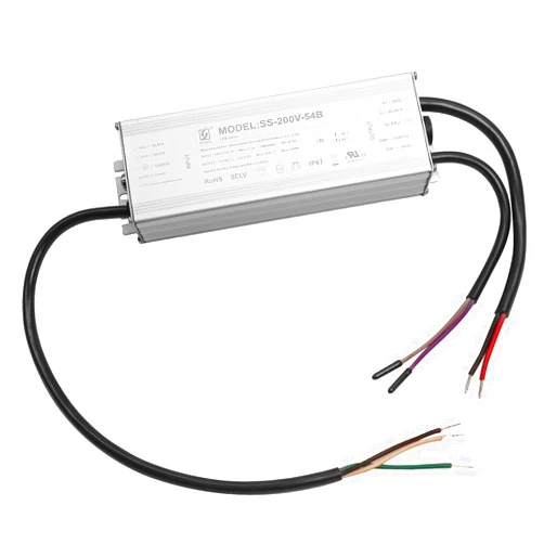 HOLDWILL LED Driver 200 Watts Waterproof IP67 Power Supply Transformer Adapter, SS-200V-54B 100V-277V AC to 32-54V DC High Voltage Output for LED Canopy Light,Outdoor Shoebox Light,Parking Lot Light