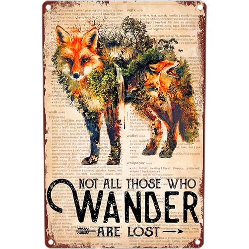 SOMOVWORLD All Fox Wander Funny Tin Sign Bar Pub Diner Cafe Wall Decor Home Decor Art Poster Retro Vintage 8X12 Inches