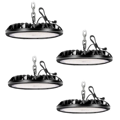 Paideste UFO Led High Bay Light 200W 4 Pack, Super Bright 20000LM Led Shop Lights, 6000K Daylight Commercial Bay Light with Plug, LED Workshop Light for Garage, Barn, Warehouse, Workshop